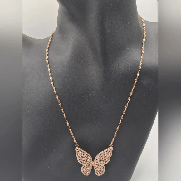 Rose Sterling Silver Cubic Zirconia Butterfly Necklace *Nordstrom* - Picture 5 of 7